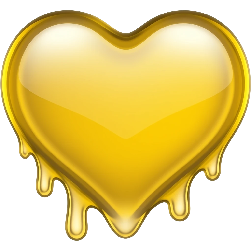 yellow glass heart but make it melt a little and make it shinny and clear a little bit emoji