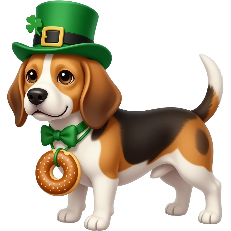Leprechaun beagle with a bagel necklace emoji