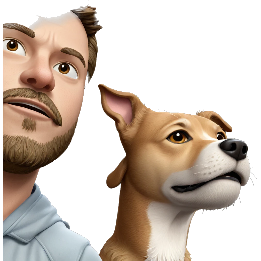 bearded man with dog emoji