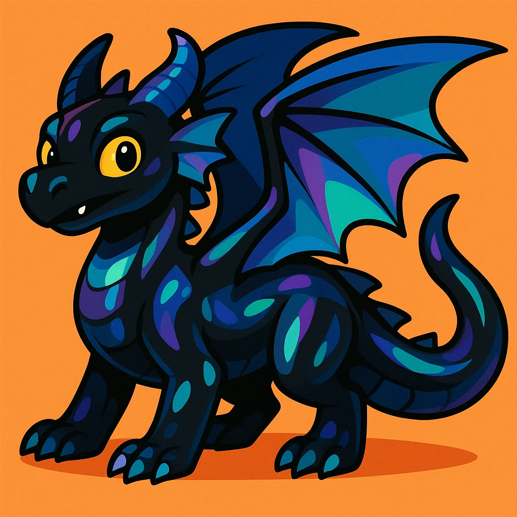 black iridescent dragon emoji