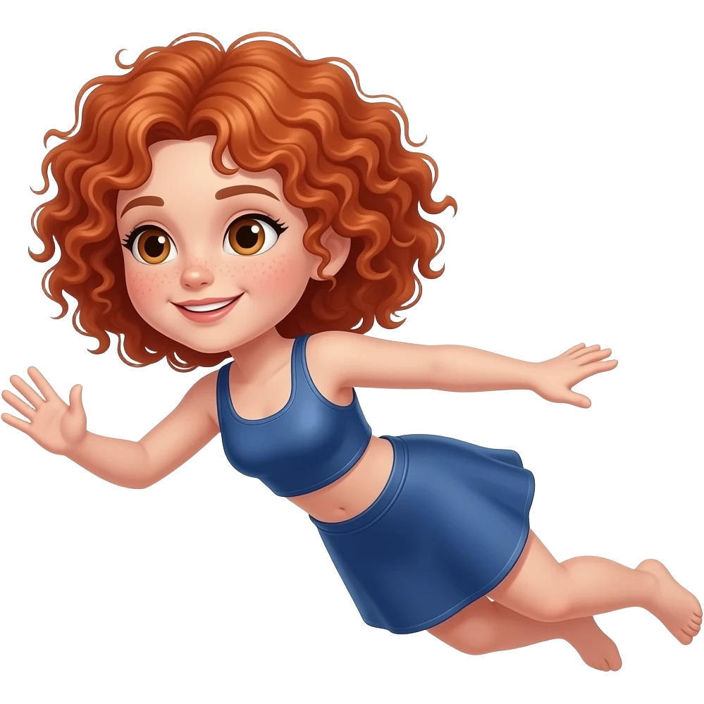 Fille rousse bouclés tâches de rousseur natation emoji
