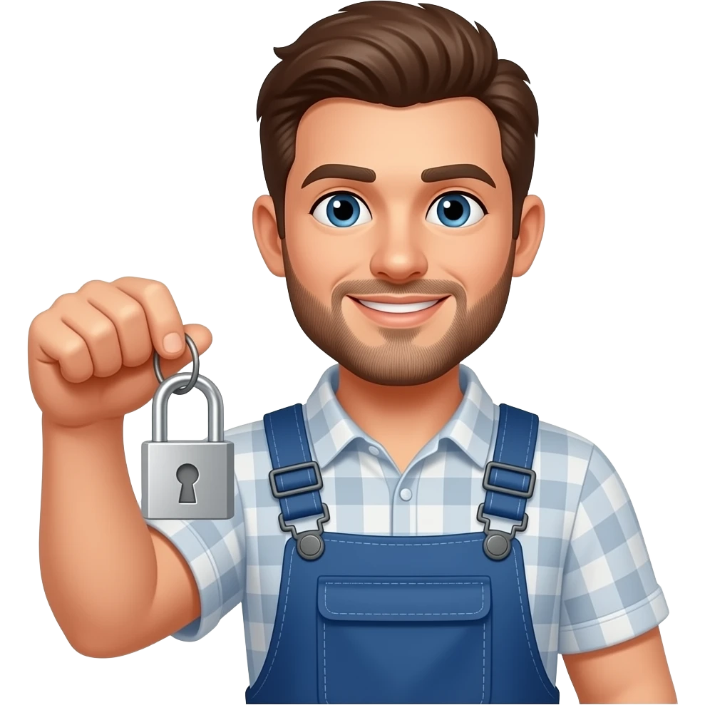 male Locksmith with lock and keys emoji