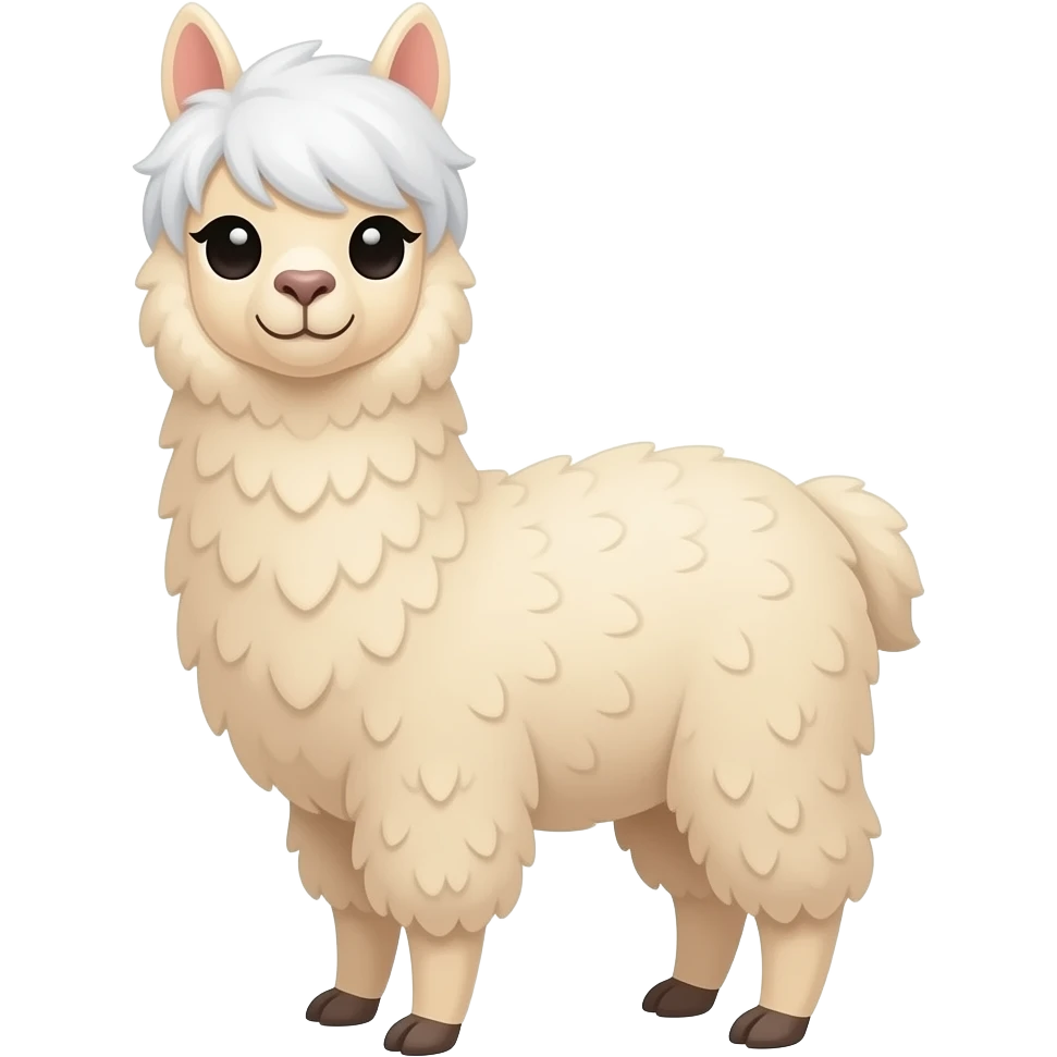 Alpaca  cute white styled hair emoji