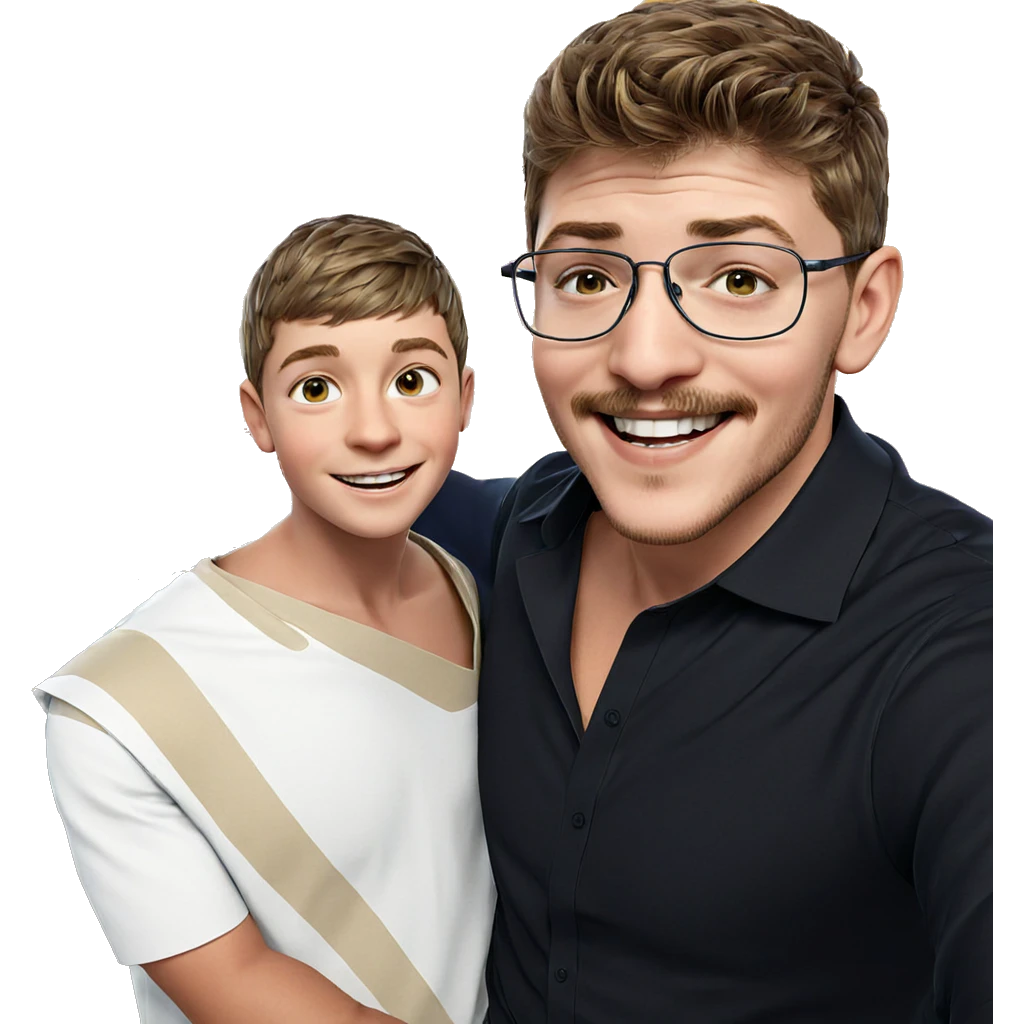 two boys with smiles emoji