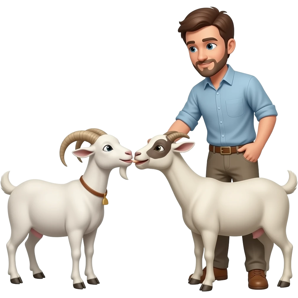 Man feeding goats emoji