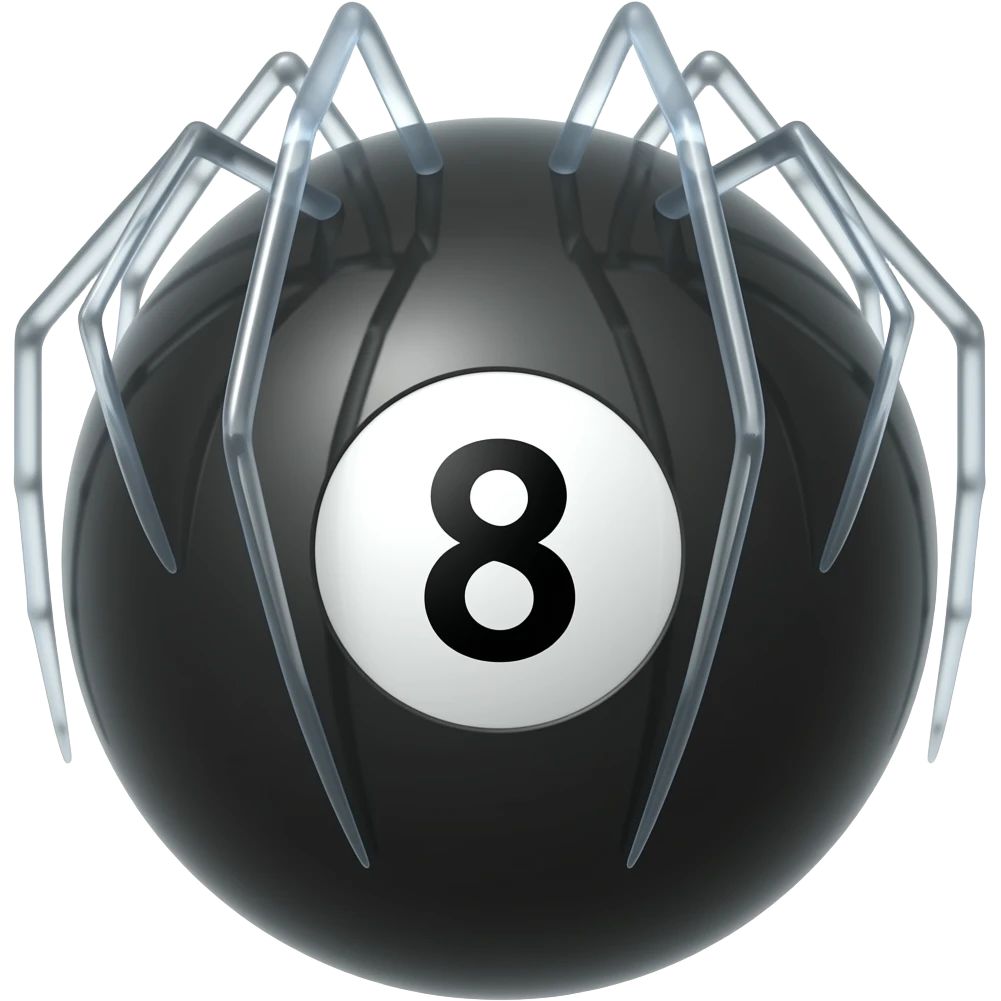 Black 8 Ball with spider legs emoji