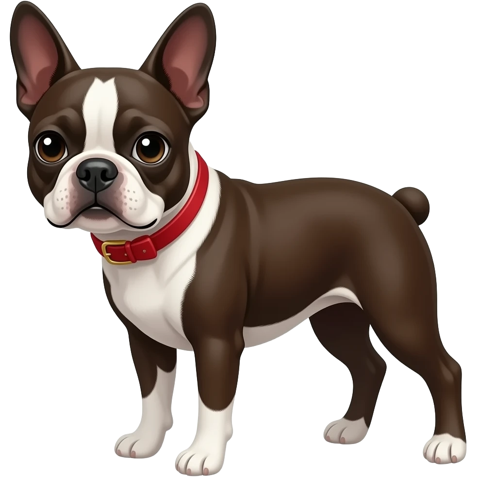 Red Boston terrier saying good morning emoji