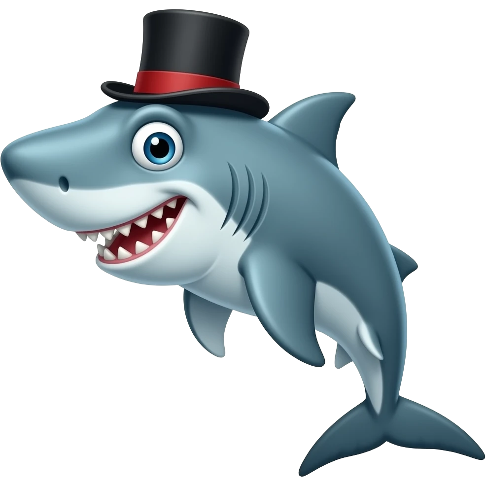 Shark with a top hat emoji