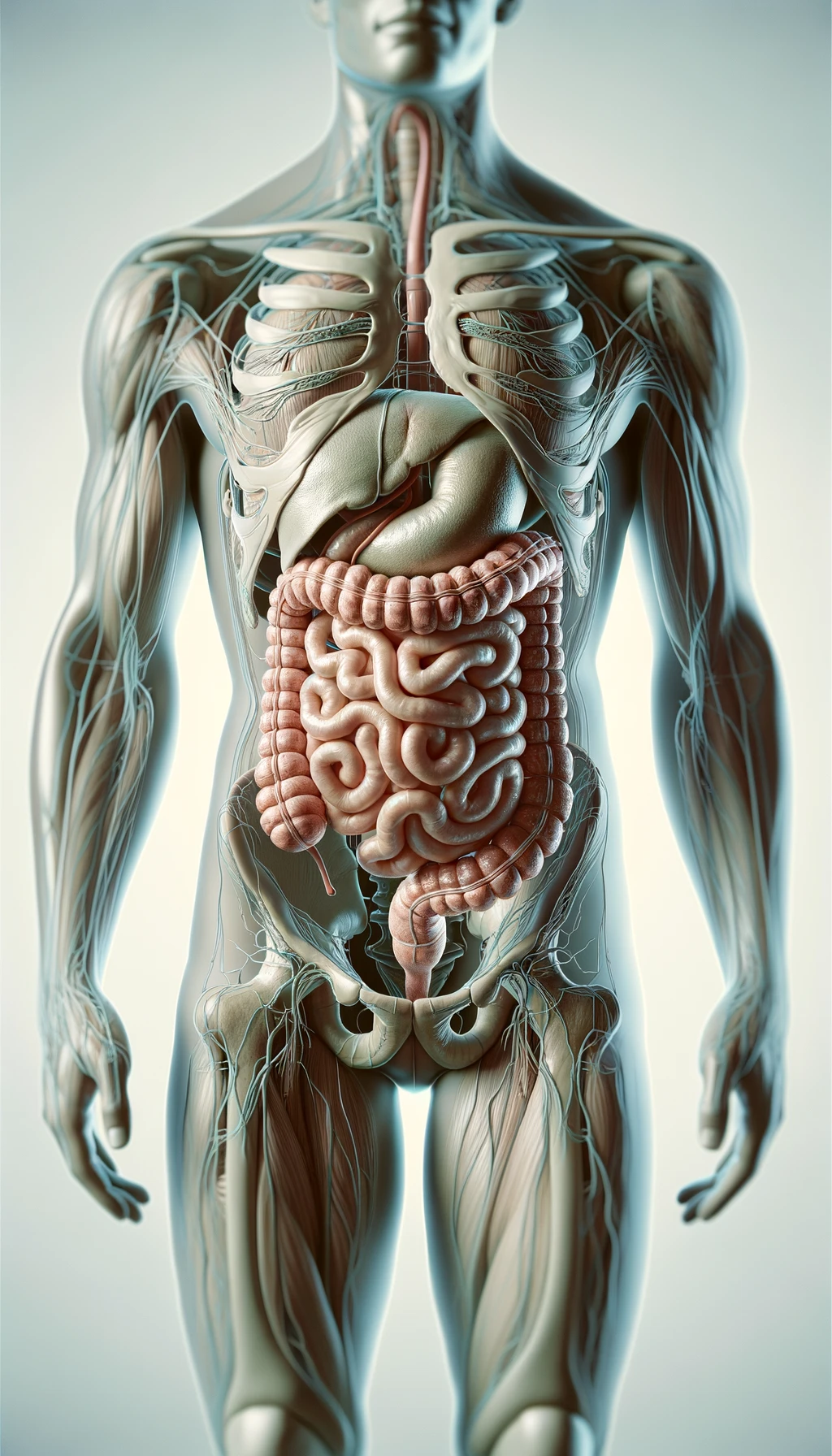 dolore all'intestino umano anatomico realistico, sfondo chiaro emoji