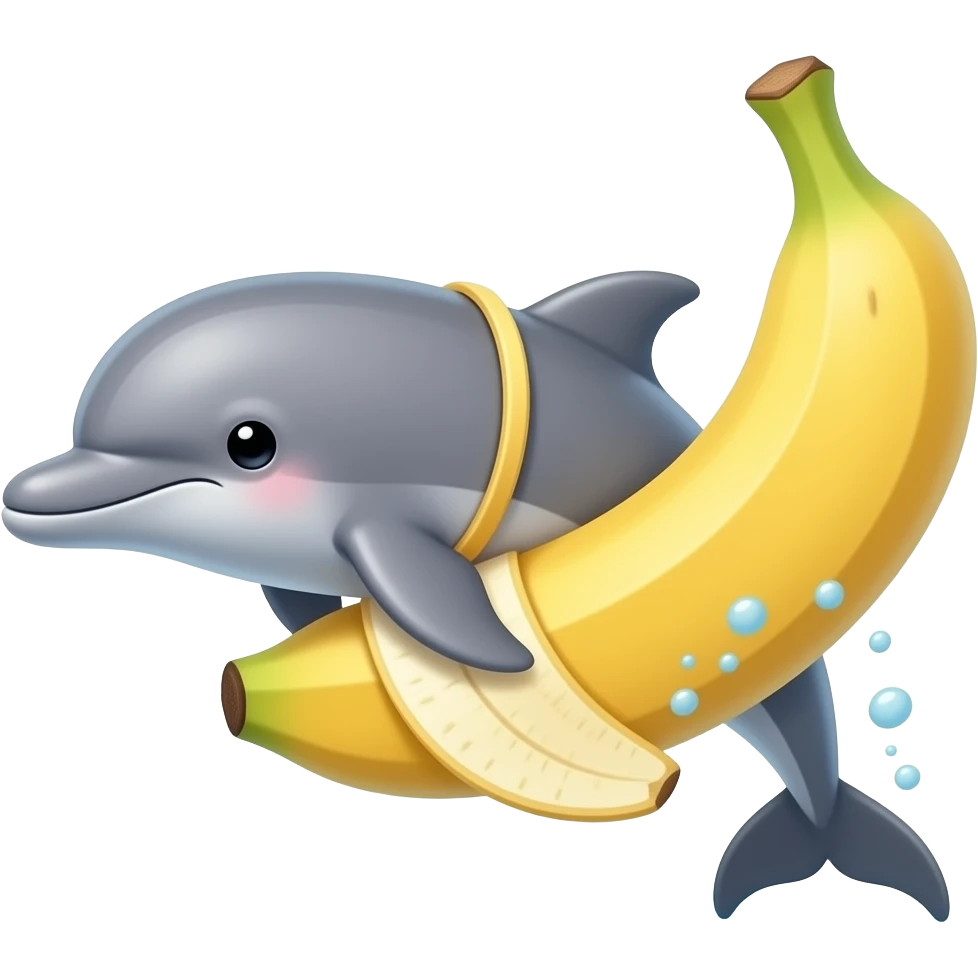 Make a dolphin have a banana body and live in the water emoji