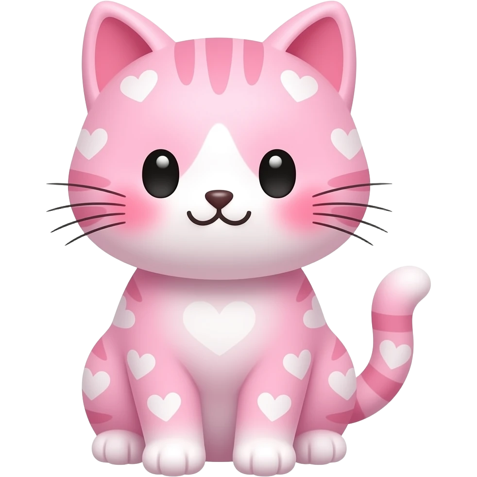 kawaii  cat pink with hearts with blush emoji