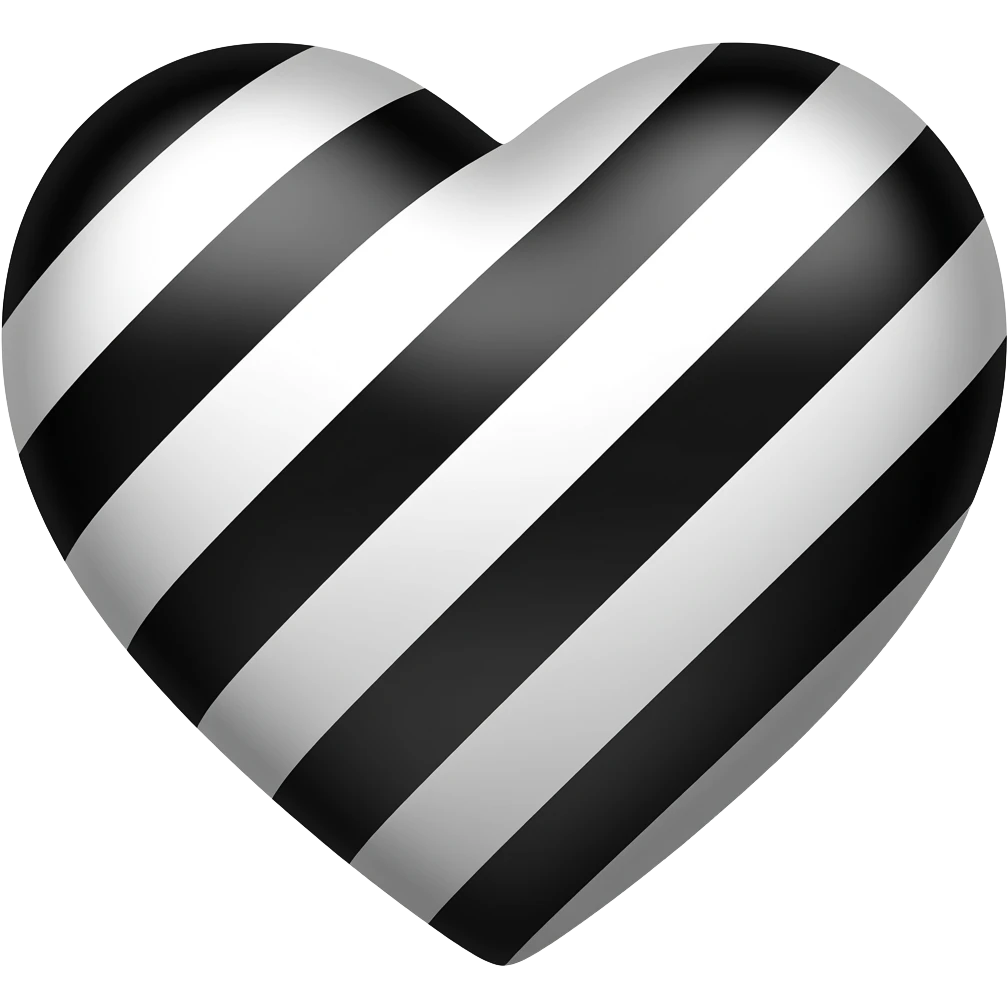 BLACK AND WHITE STRIPE HEART emoji