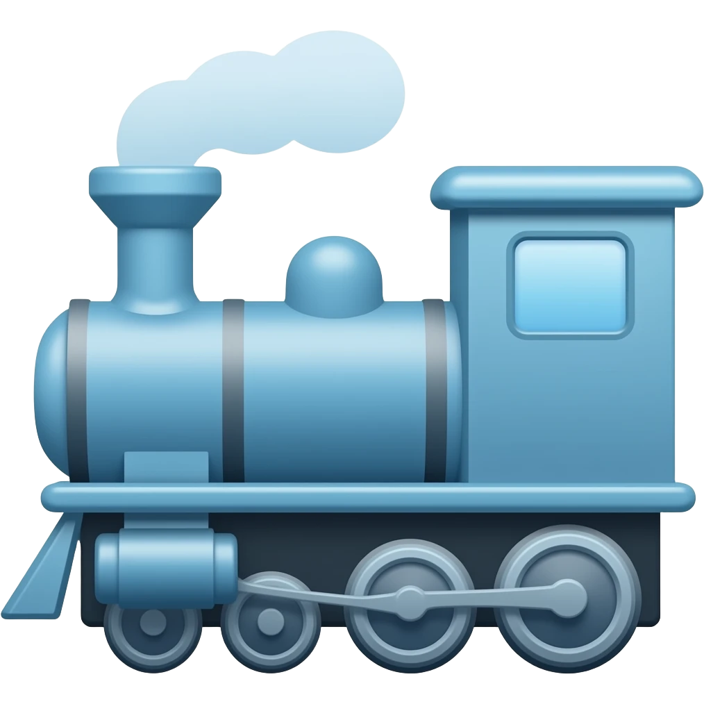 An icon showing an 3d style realistic blue locomotive emoji