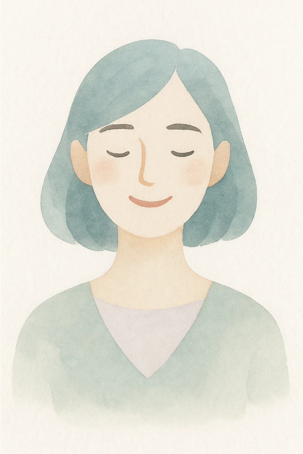 smiling woman, watercolor style emoji