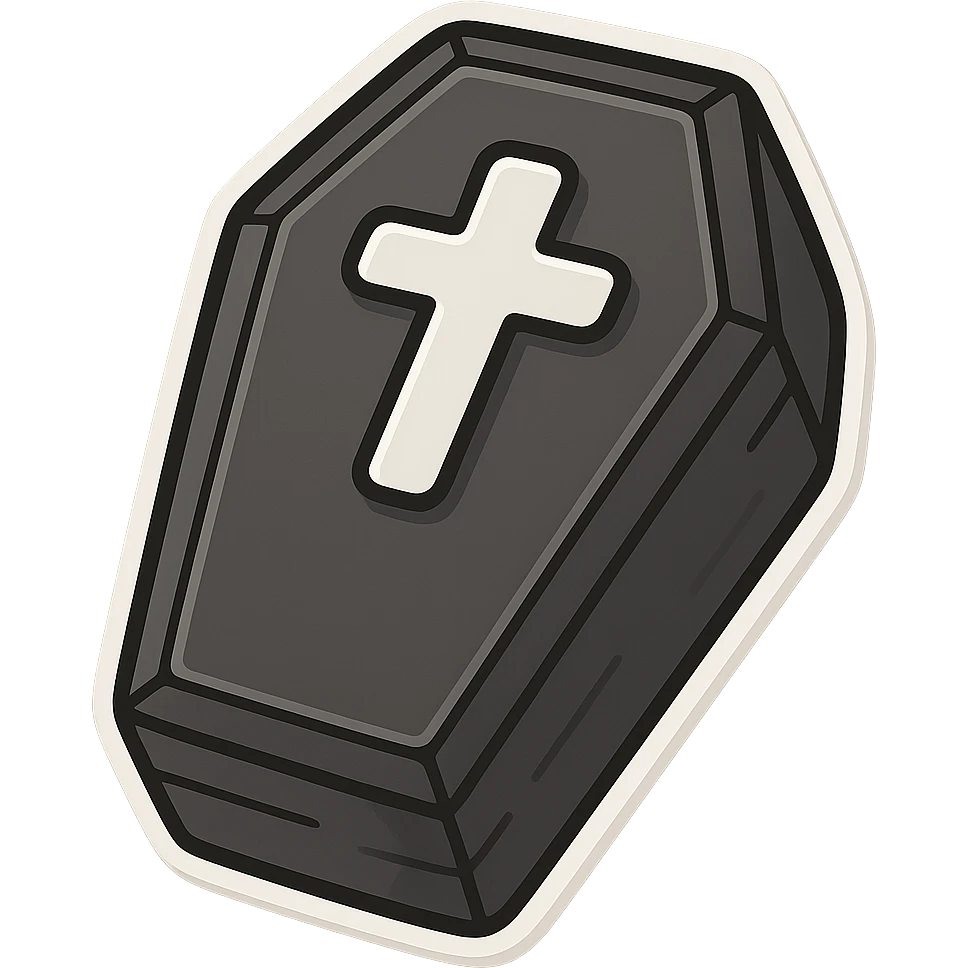 Halloween coffin black and white, remove background emoji