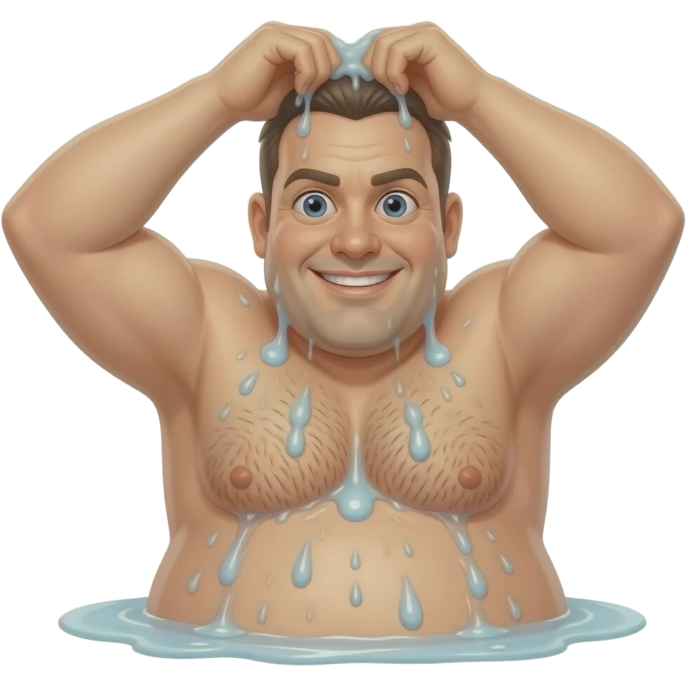 its a disgusting hairy obese unshaved man showering while pooping emoji