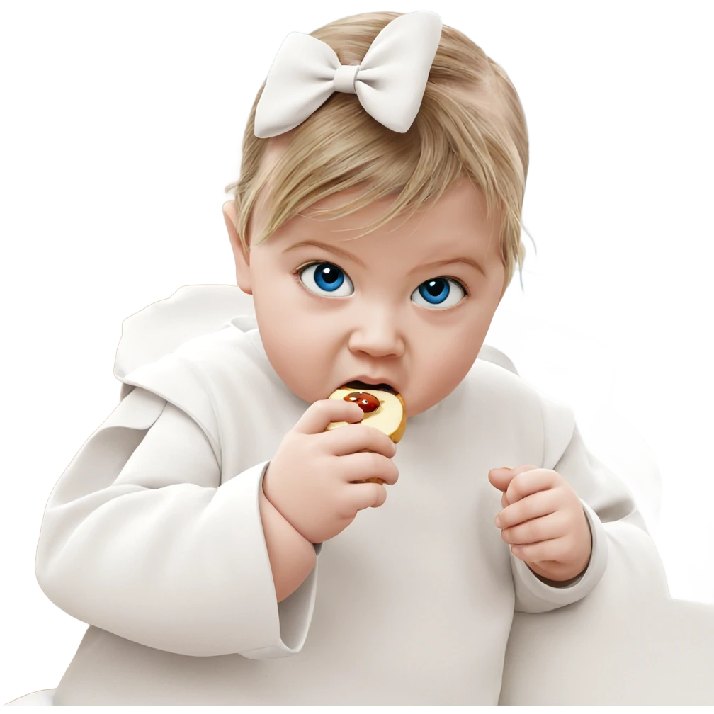 girl with blue eyes eating emoji