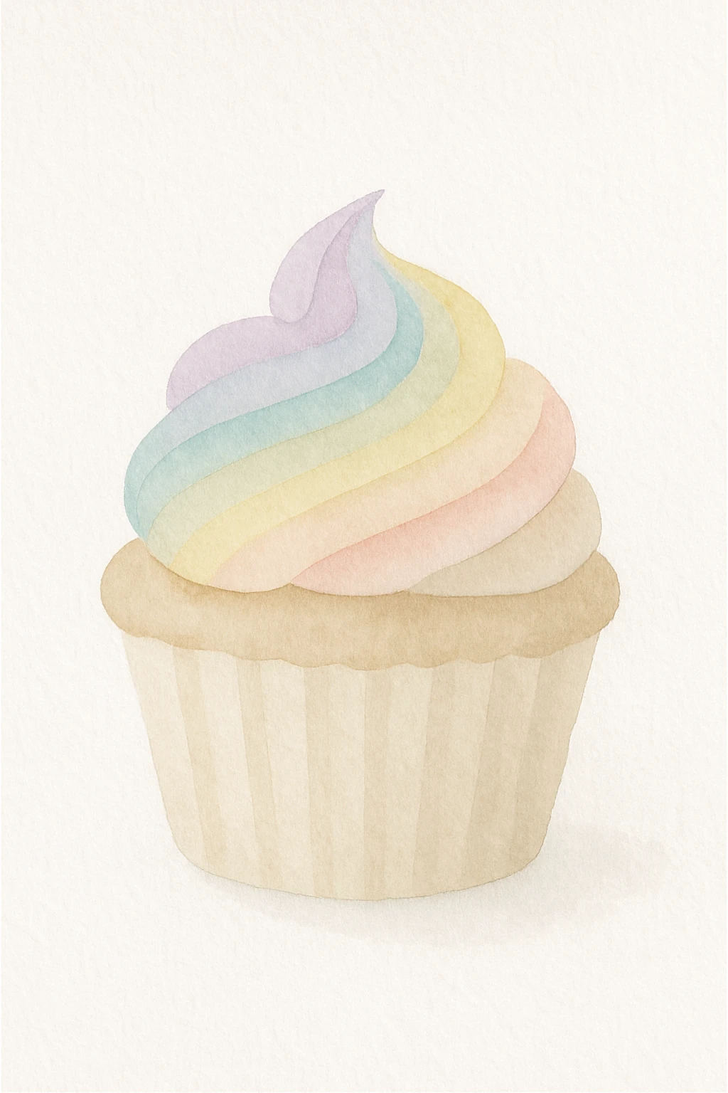 rainbow cupcake, watercolor style, soft edges, artistic emoji