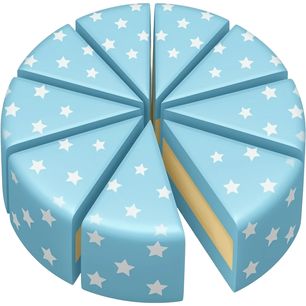 Light blue starry light blue sliced cake emoji