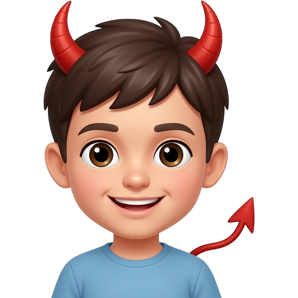 kluk s rohy jako čert 2 emoji