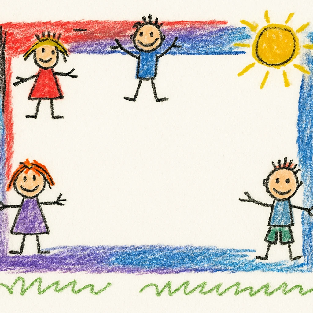 playful colorful children's picture frame, empty, front view emoji