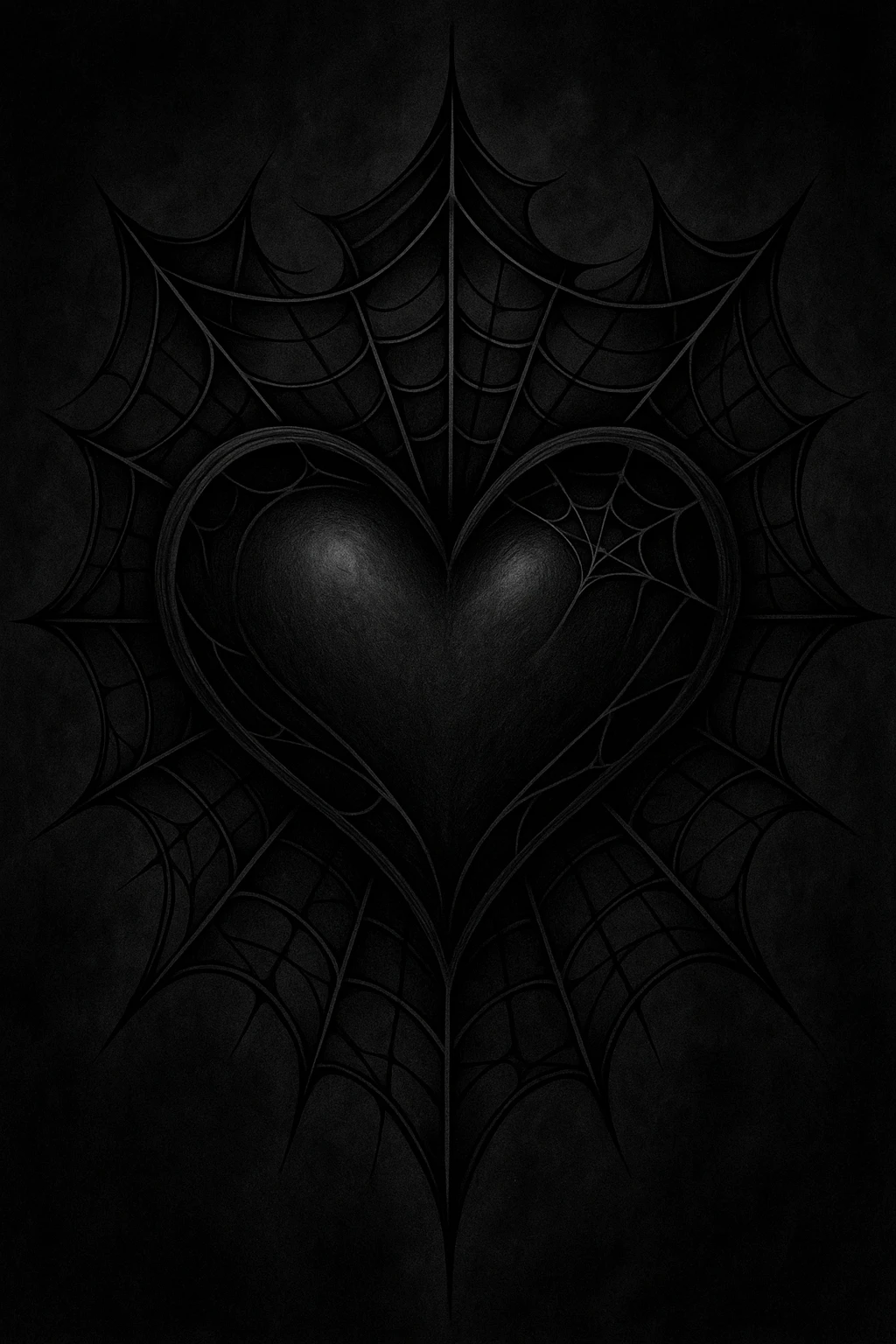 gothic heart with a spiderweb emoji