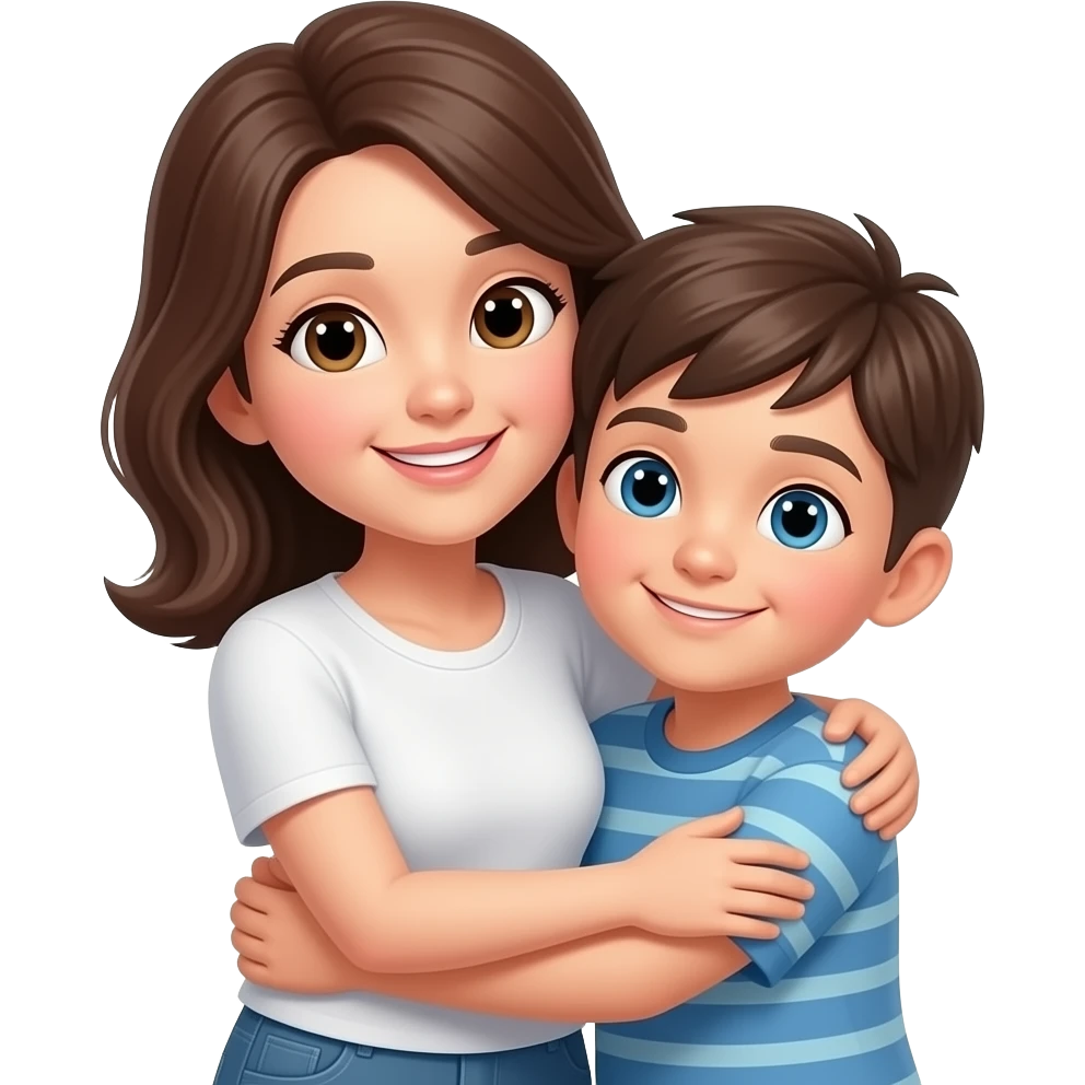 A mom and son hugging emoji