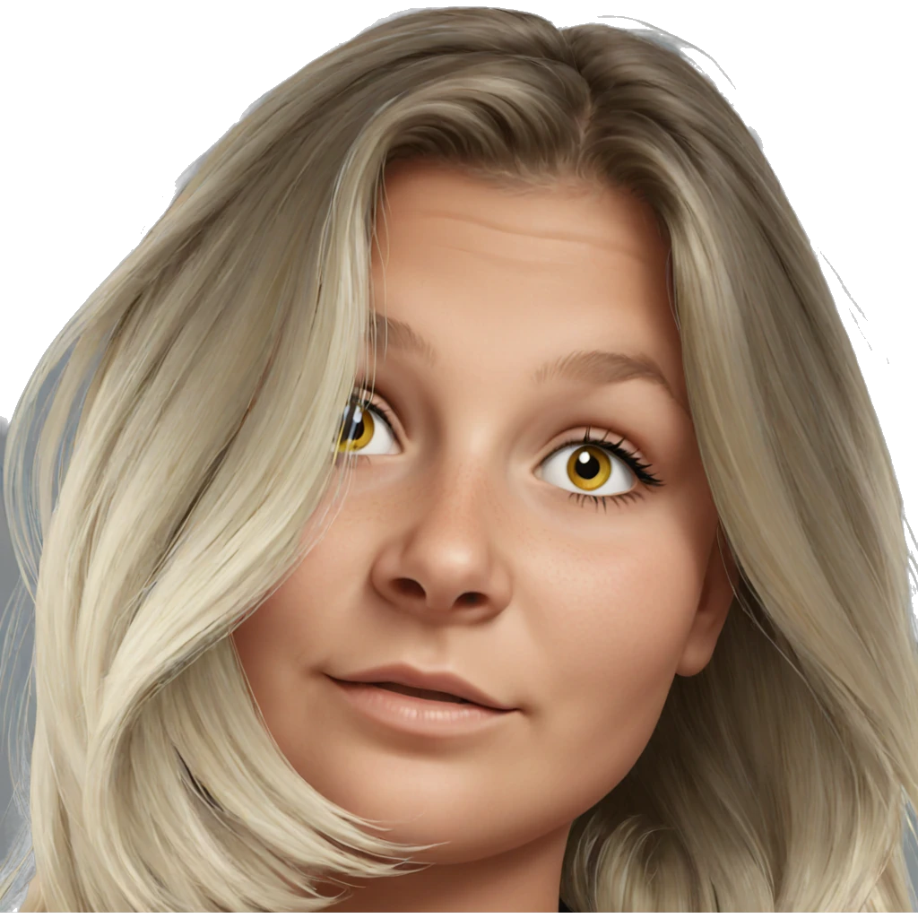 blonde girl portrait smiling softly emoji