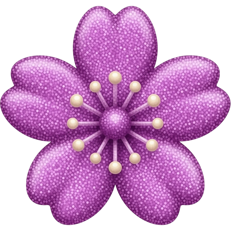 Stylized purple glitter cherry blossom flower (sakura) emoji