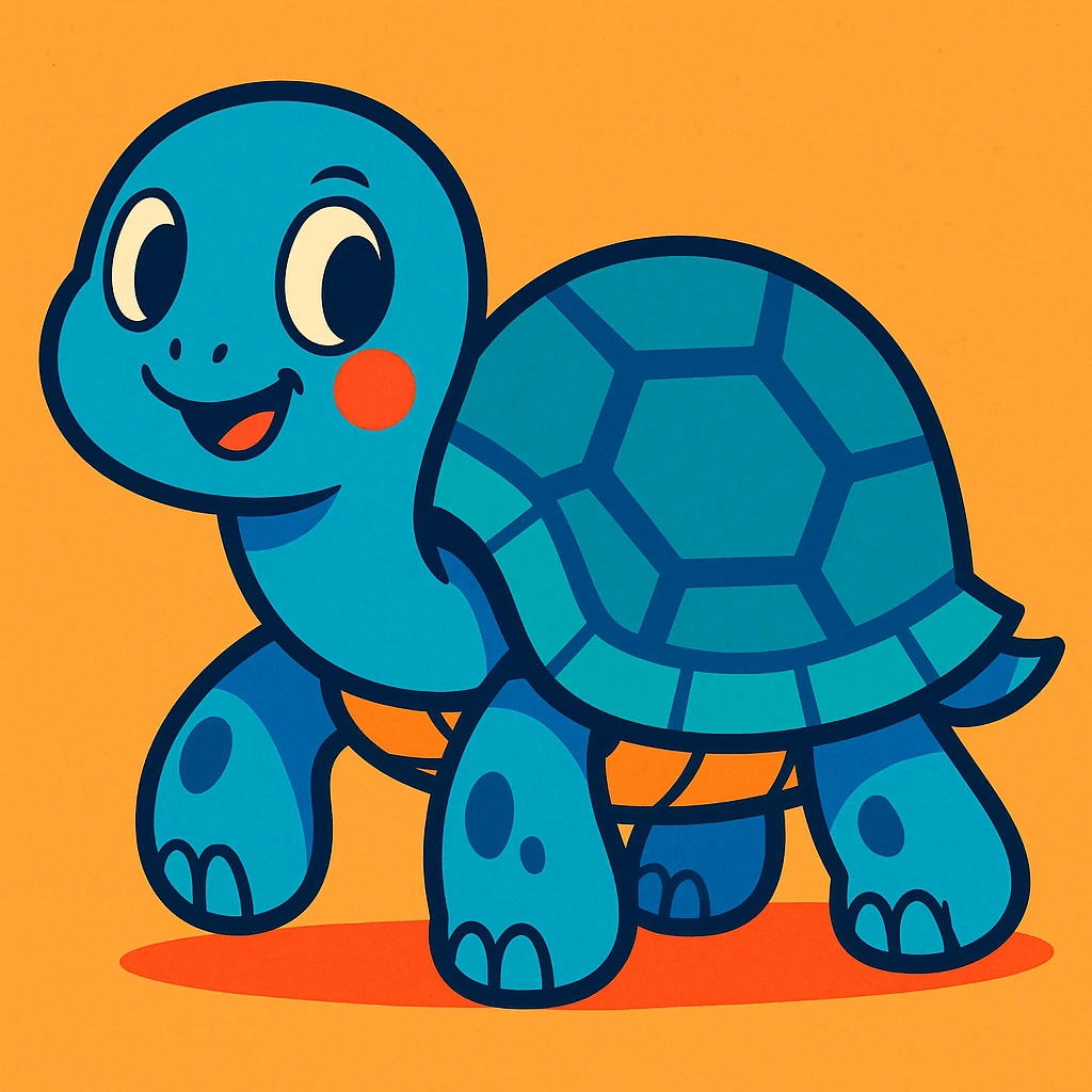 blue turtle, cartoon style emoji