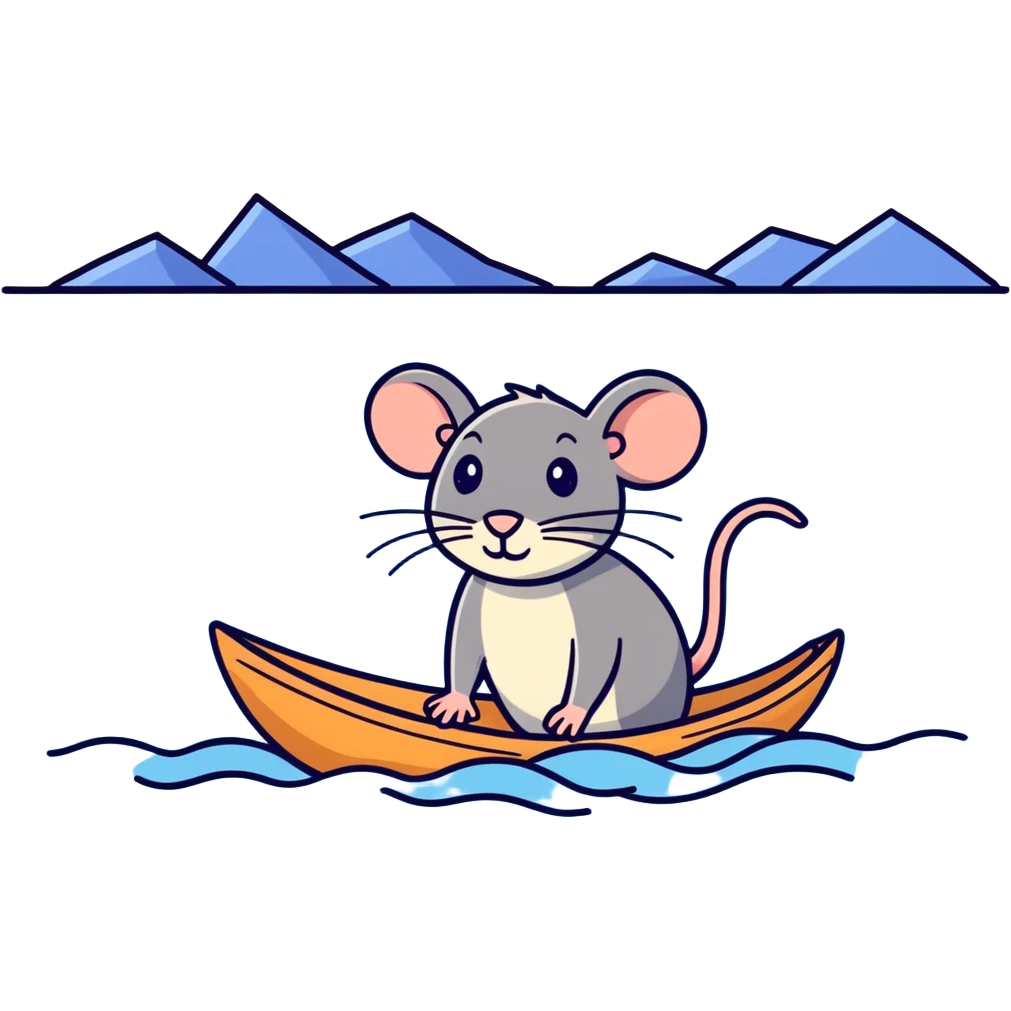 Rat floating down river in floaty emoji