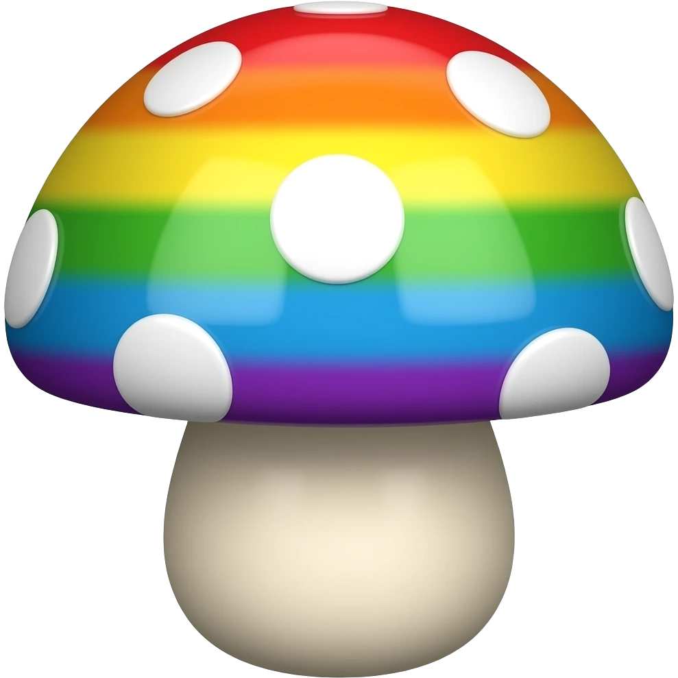 Bouncy rainbow mushroom emoji