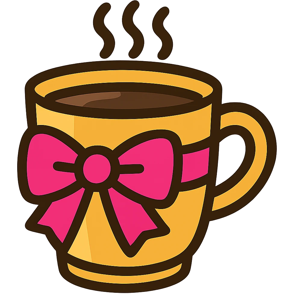 coffee cup with a pink ribbon emoji