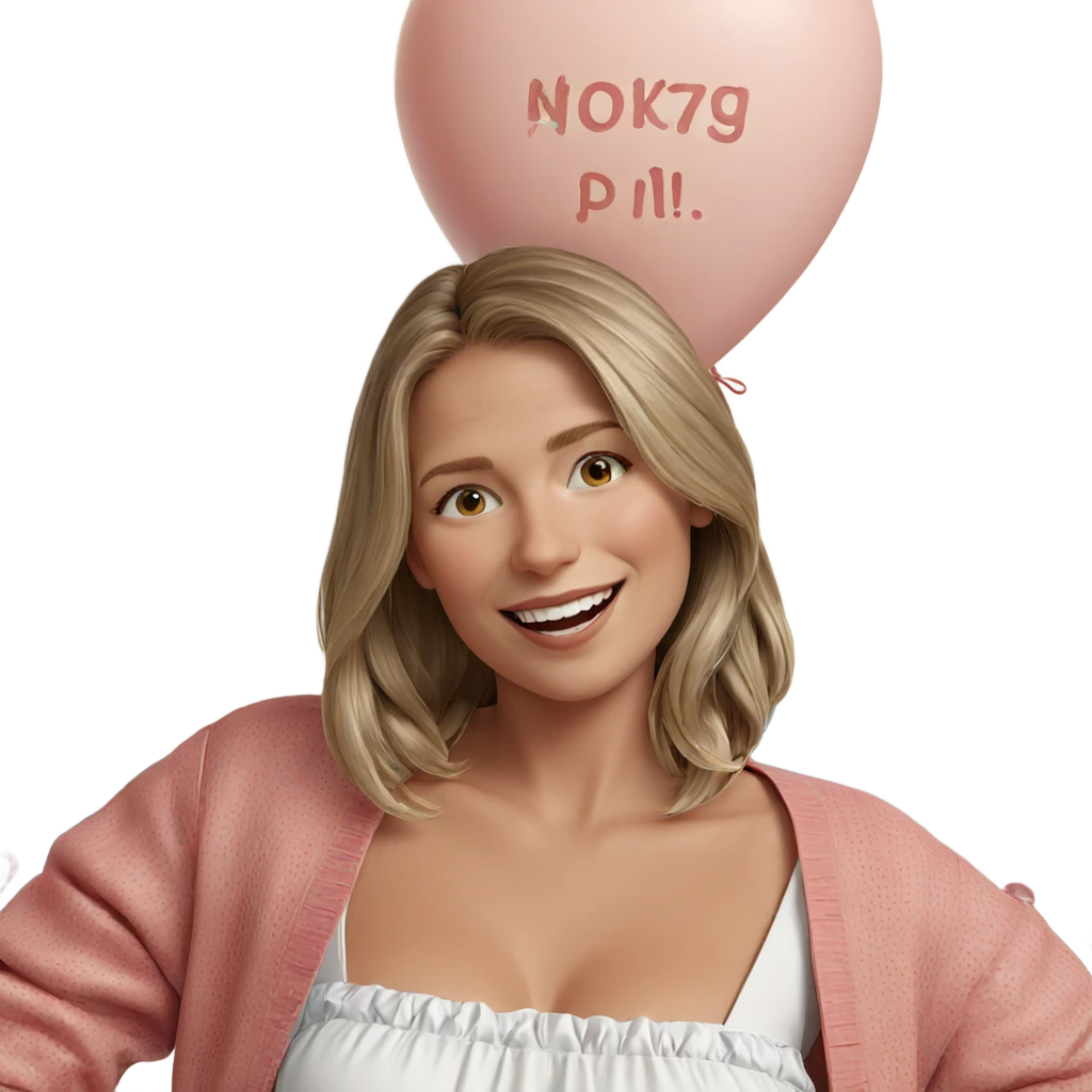 smiling girl with balloon emoji