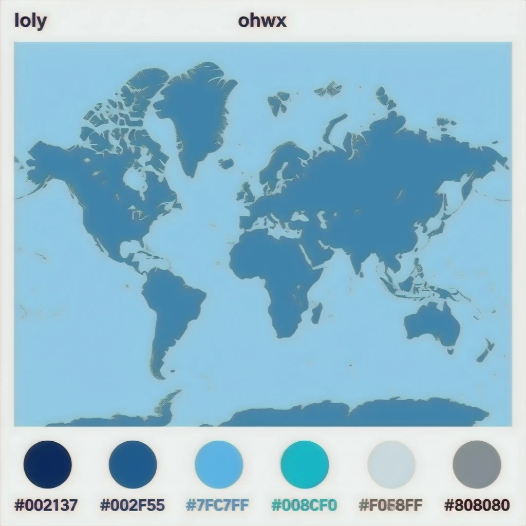 Map with Dots, professional look, use colors Dark blueHEX: #002137, Deep blue HEX: #002F55, Sky blue HEX: #7FC7FF, Sea turquoise HEX: #008CF0, Sky white HEX: #F0F8FF, Coastal grey HEX: #808080 emoji