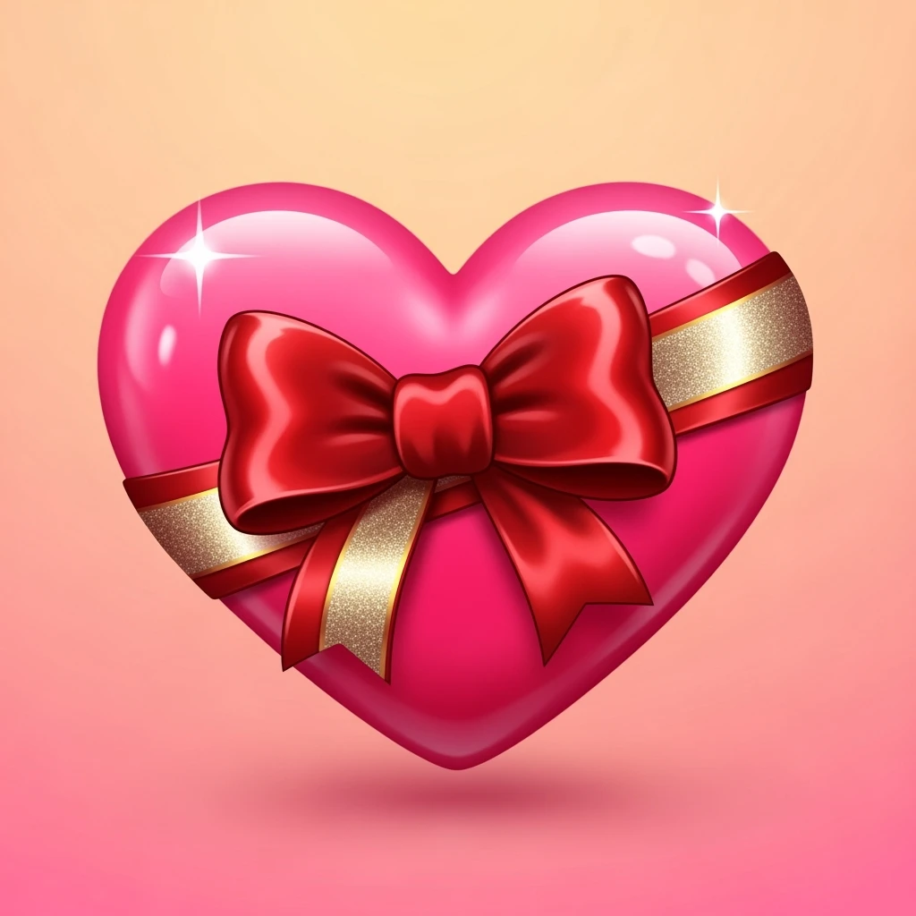 heart emoji with a bow, cute and shiny emoji