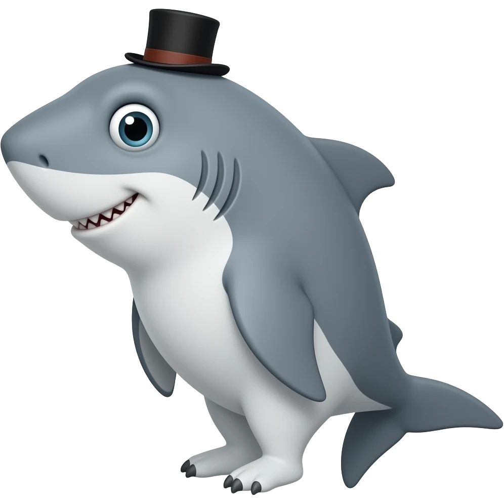 Shark with a top hat emoji