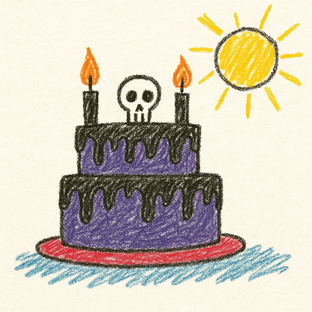 gothic cake, children doodle style emoji