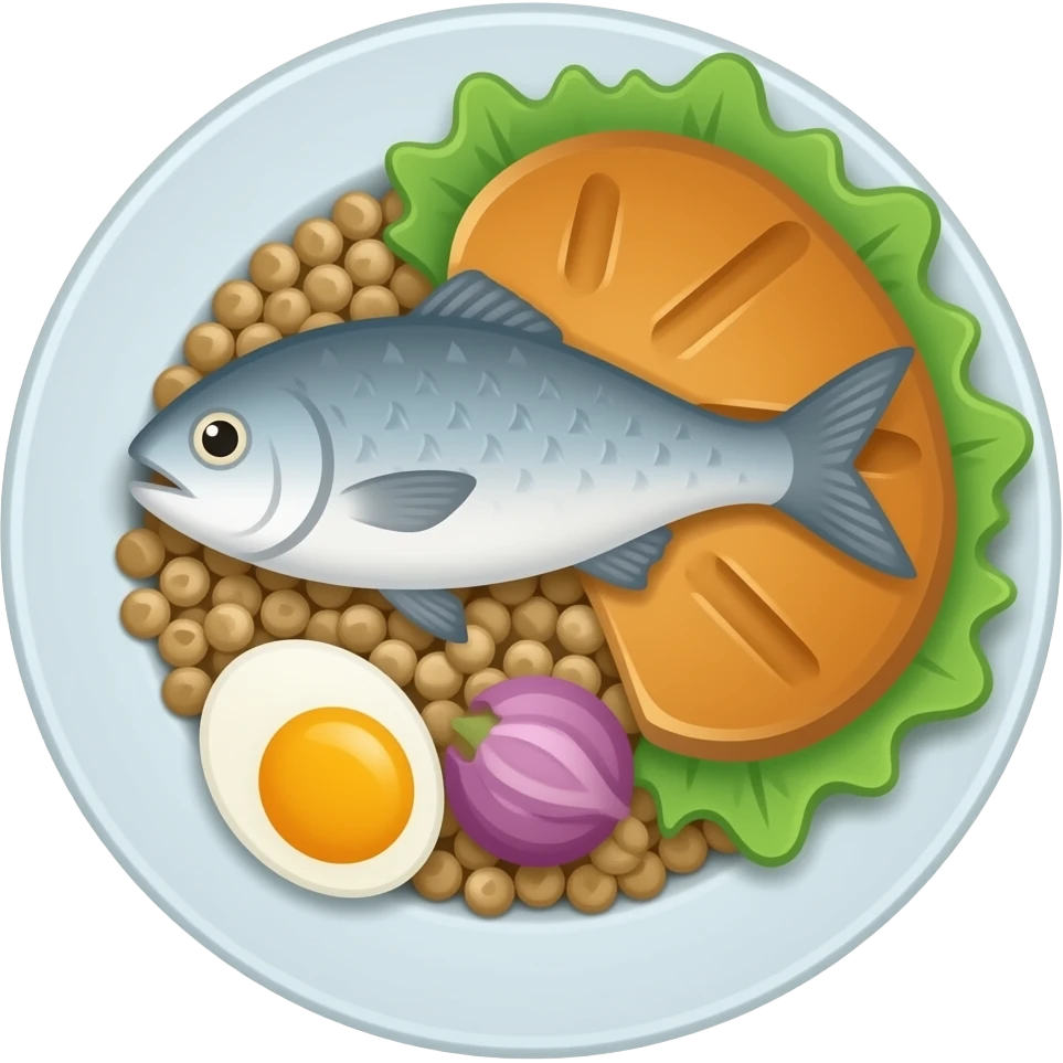 lunch buckwheat with fish emoji