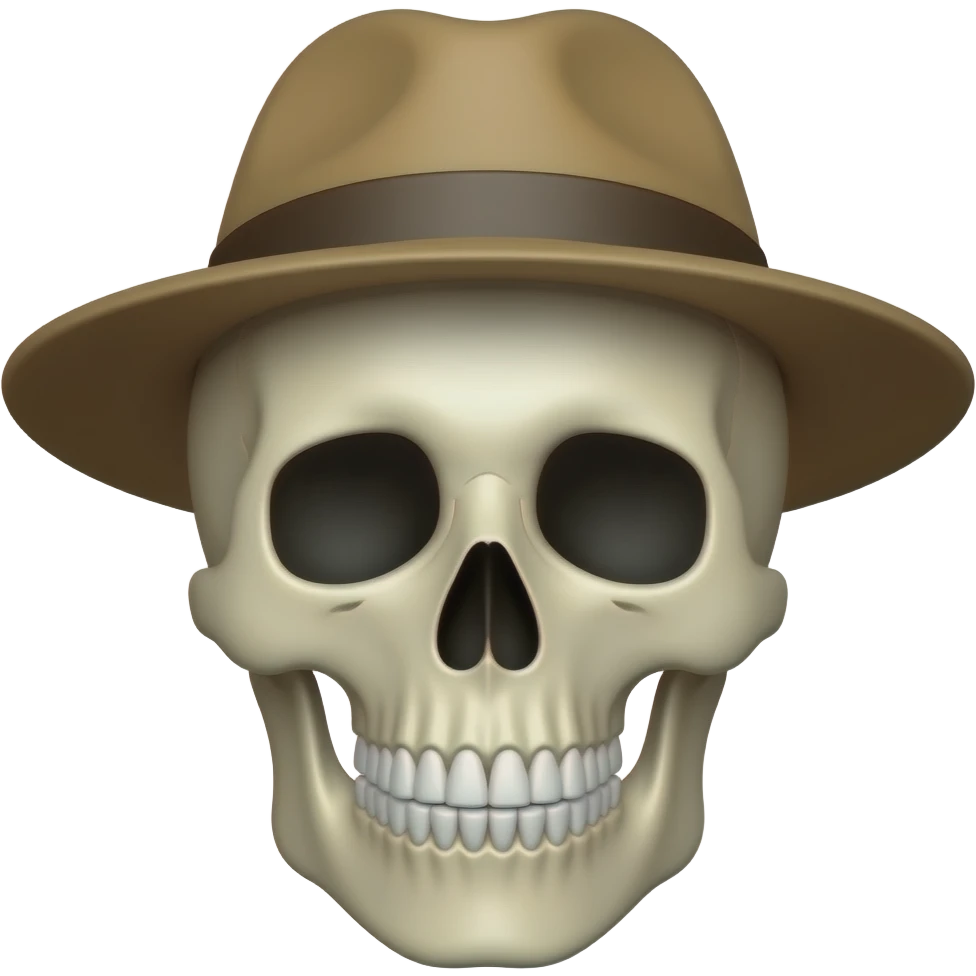 Skull with a hat doing shh emoji