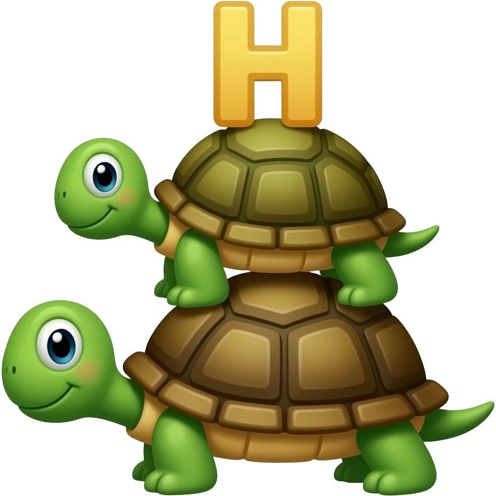 make a tower of turtles with one h emoji