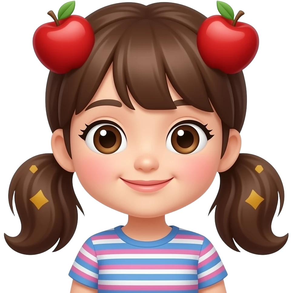 👩🏻 Make a Korean girl with cute pigtails and brown hair with apple emoji features emoji