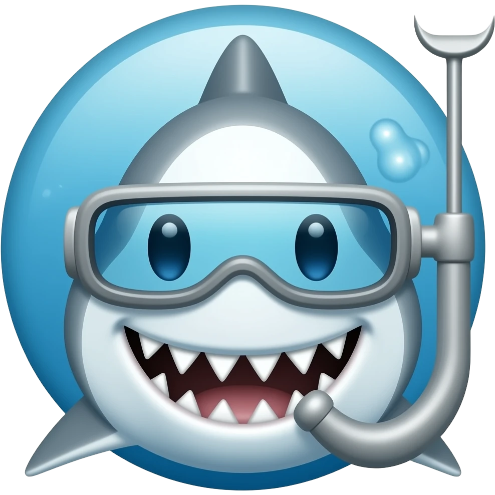emoji face with hammerhead shark diving symbol emoji
