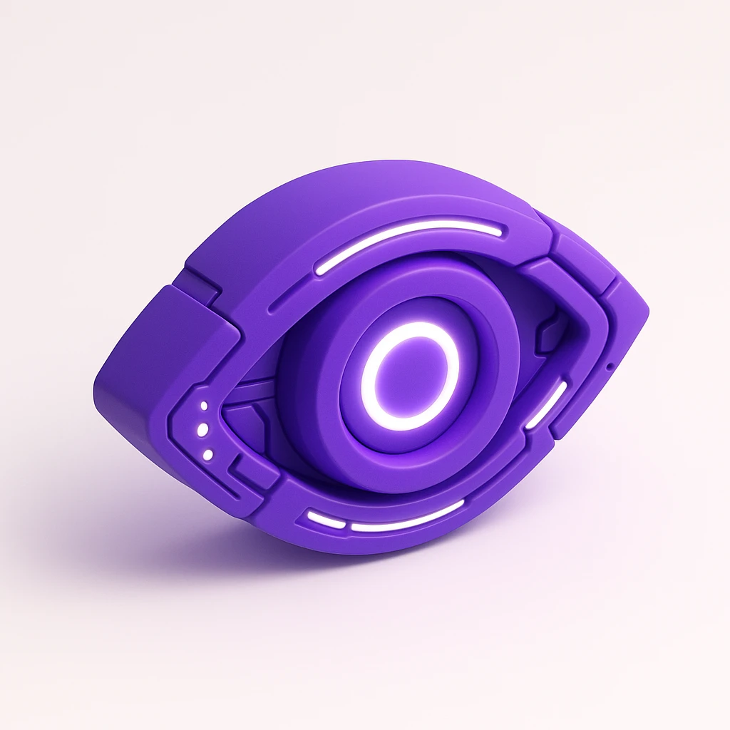 cyber eyes in a purple cyberpunk style, glowing accents, futuristic details emoji