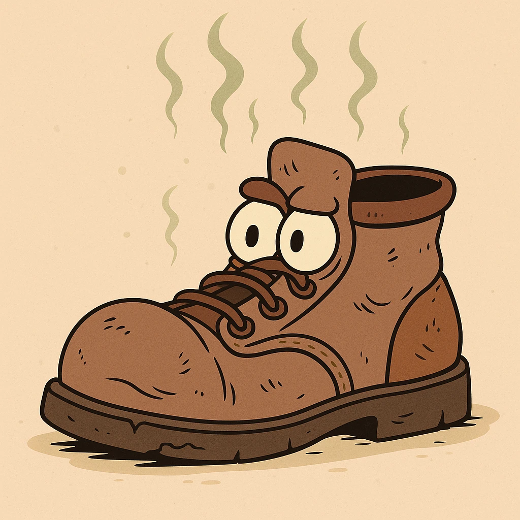 old shoe with visible stink, cartoon style emoji
