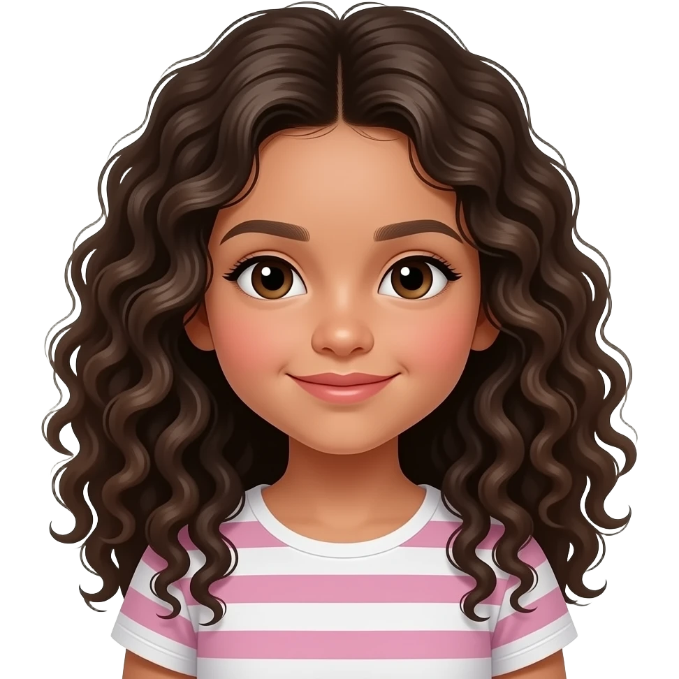 Fait moi un emoji 3D d'un petit fille Latina avec le cheveu long et boucle emoji