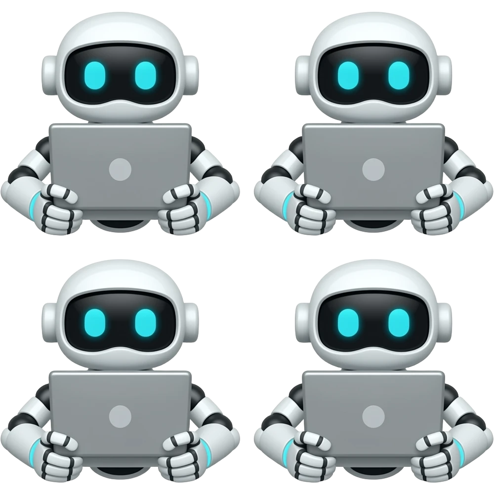 create 4 robot with laptop emoji