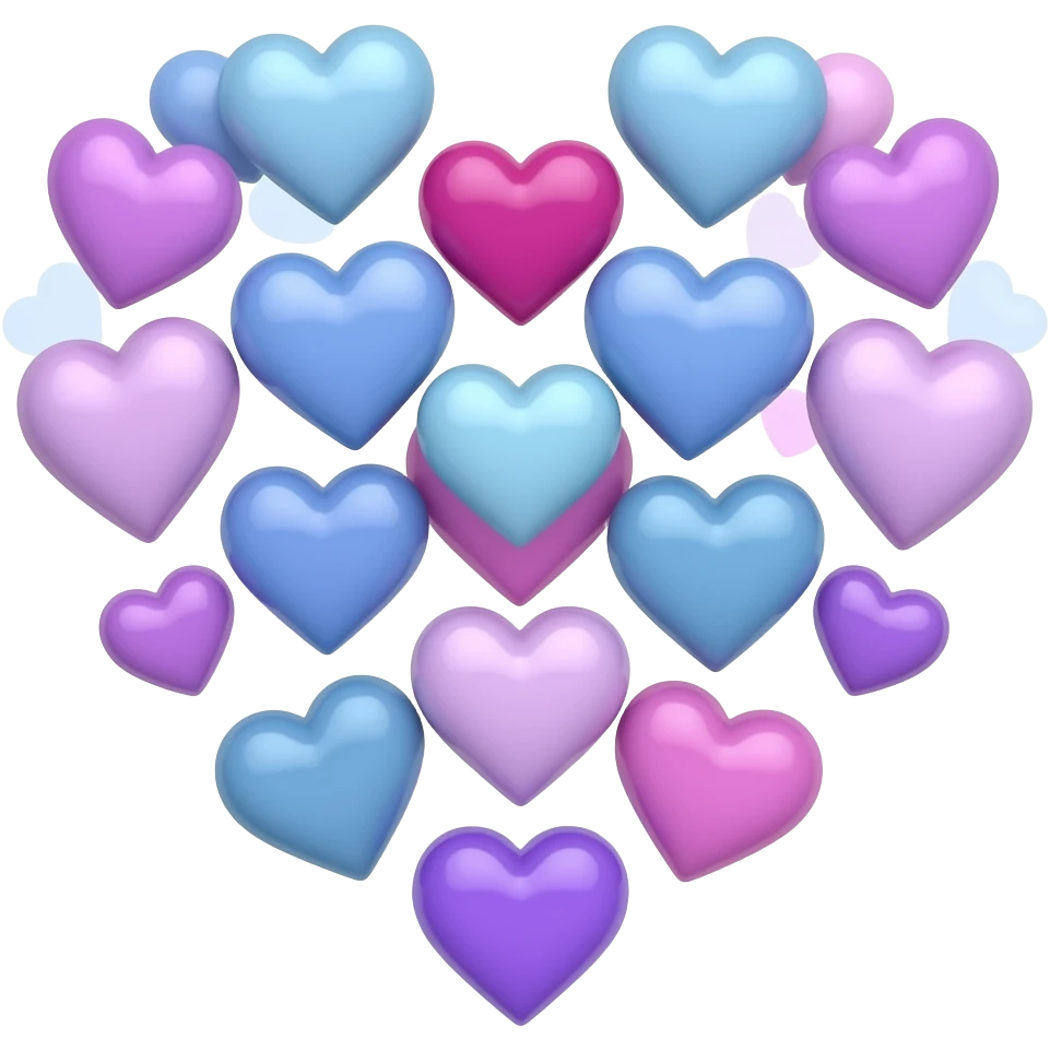 Make a heart with 💜+💙+🩵+🩷 emoji