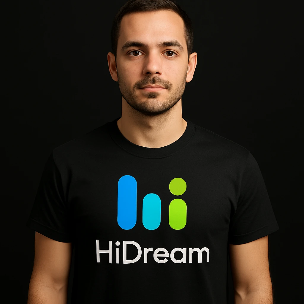 man wearing tshirt with this logo, black background  emoji
