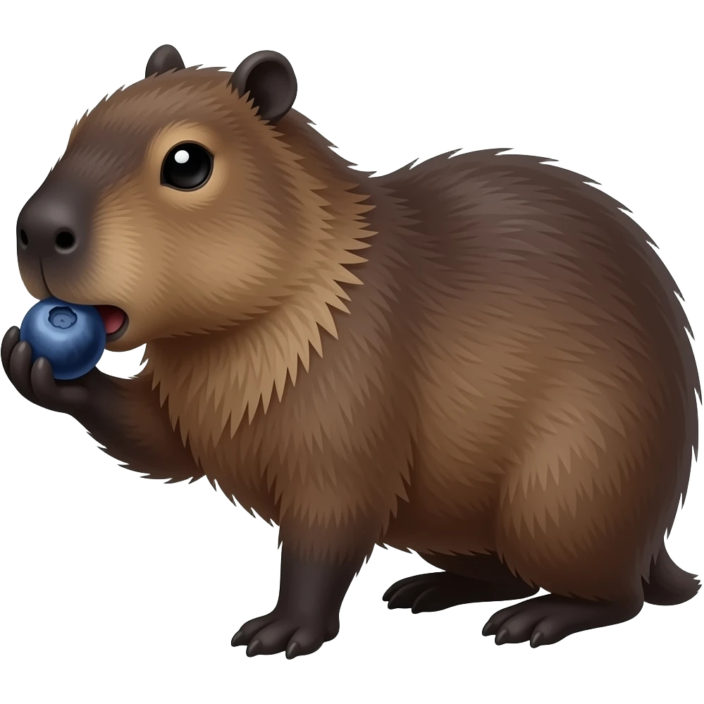 capybara eating a blueberrry emoji